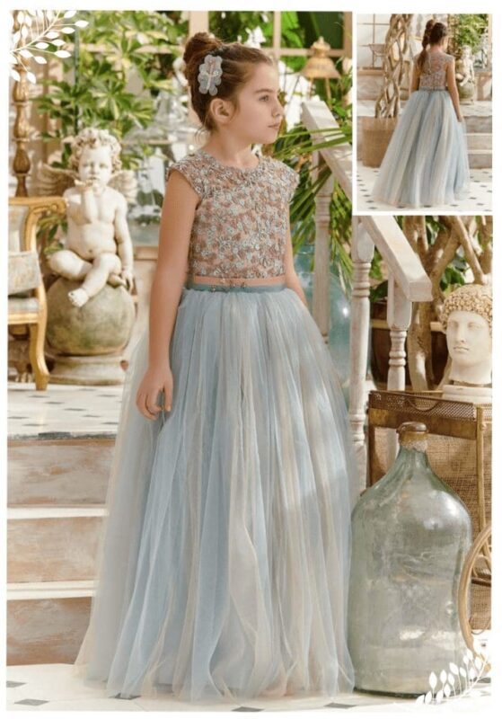 Girls Bridesmaid Dresses Sunny Sky at Quinn Harper Childrens Occasion Wear in Chelsea London UK