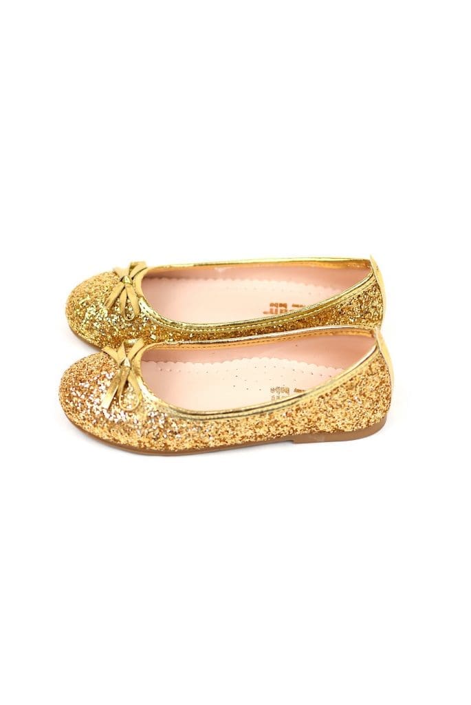 Gold Glittery Girls Party Shoes