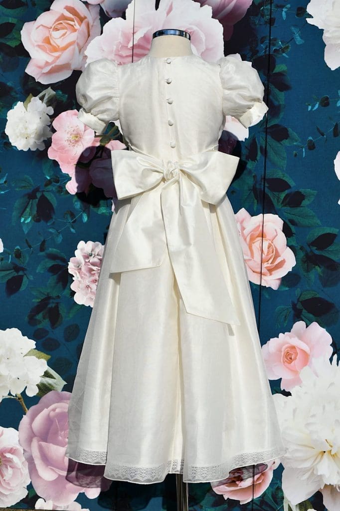 Ivory Silk Flower Girl Dress at Quinn Harper Childrens Occasion Wear in Chelsea London UK