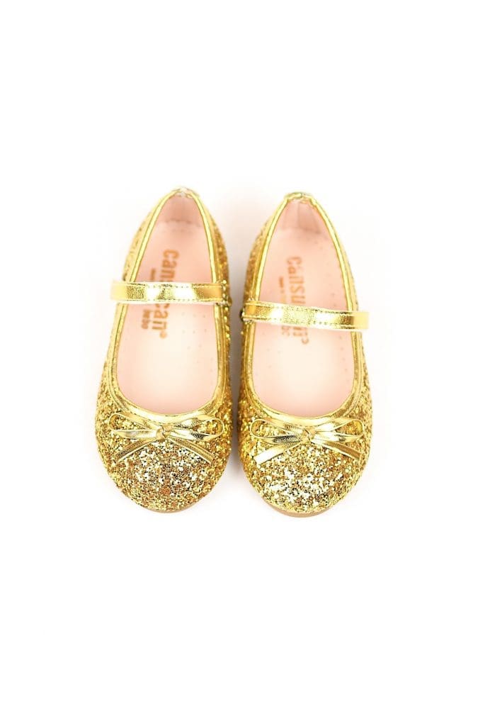 Little Girl Gold Glittery Shoes