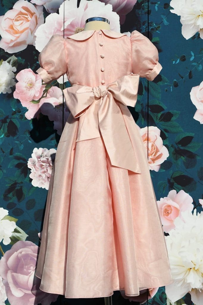 Pink Silk Flower Girl Dress at Quinn Harper Childrens Occasion Wear in Chelsea London UK