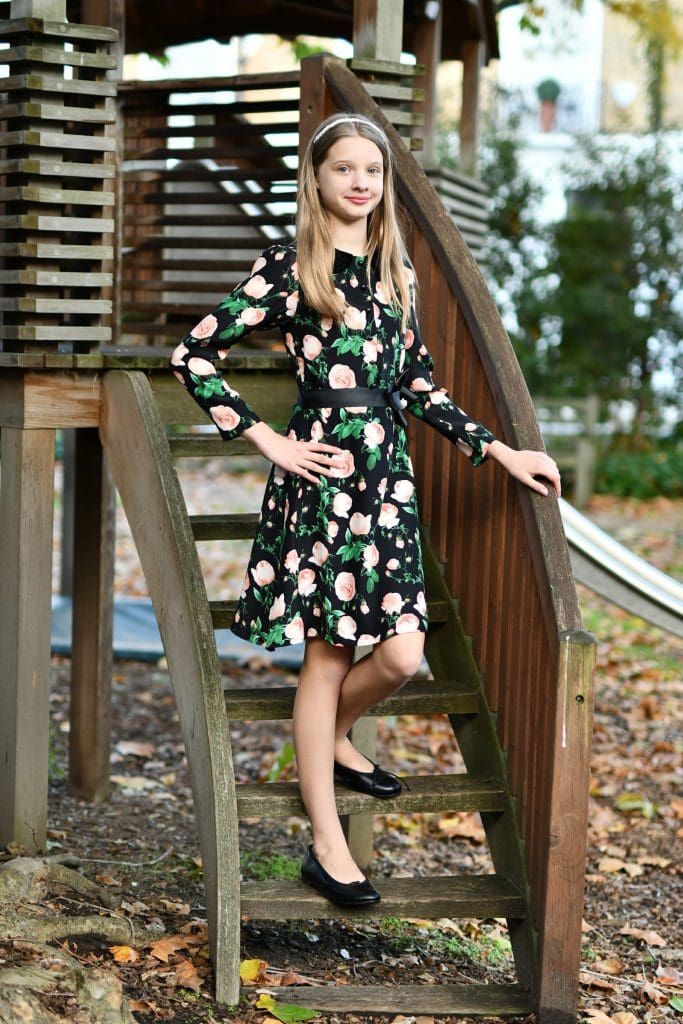 Floral Black Silk Girls Dresses at Quinn Harper Childrens Occasion Wear In London UK scaled