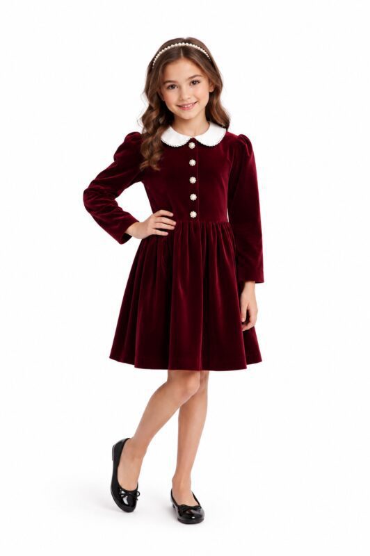 RED VELVET GIRLS DRESS