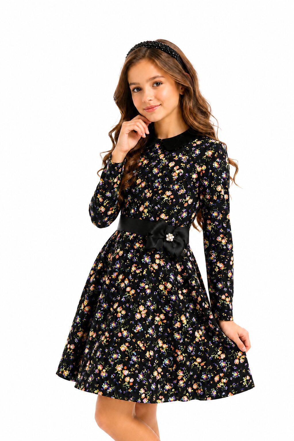 BLACK SILK GIRLS DRESS