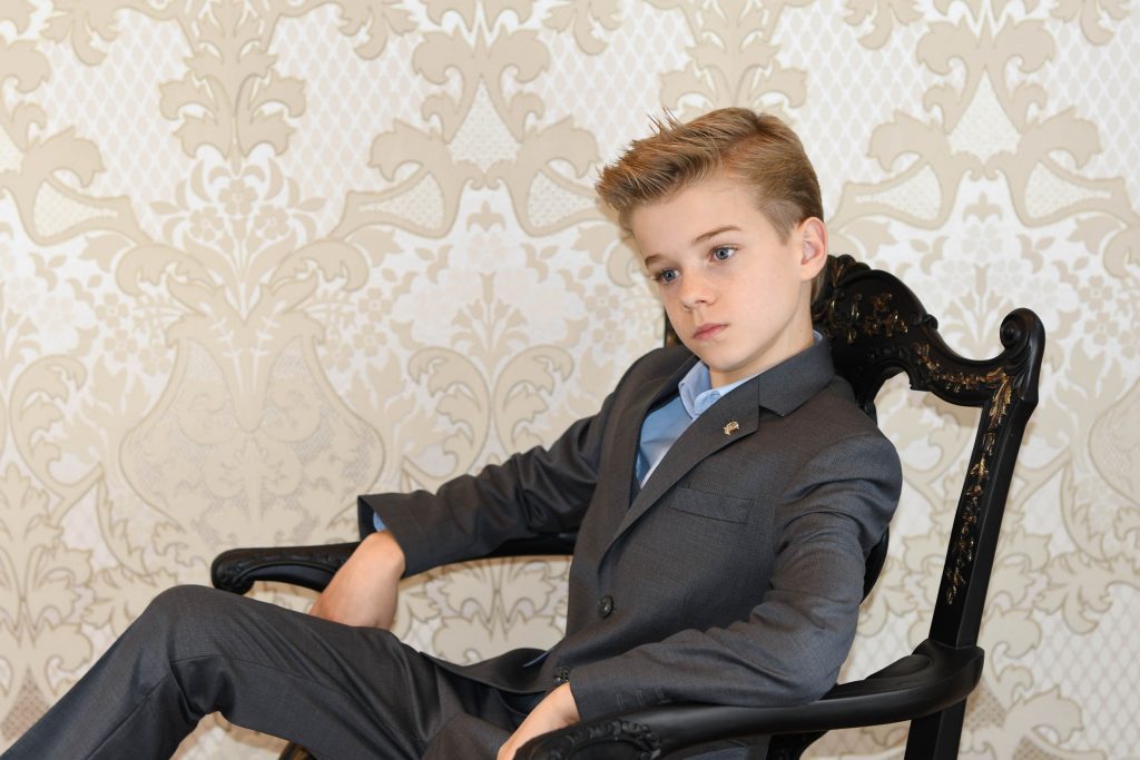 Grey 3 Piece Wool Boys Suit