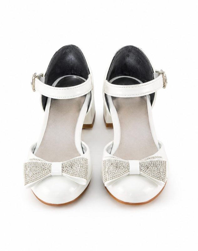 Girls White Occasion Shoes With Heels