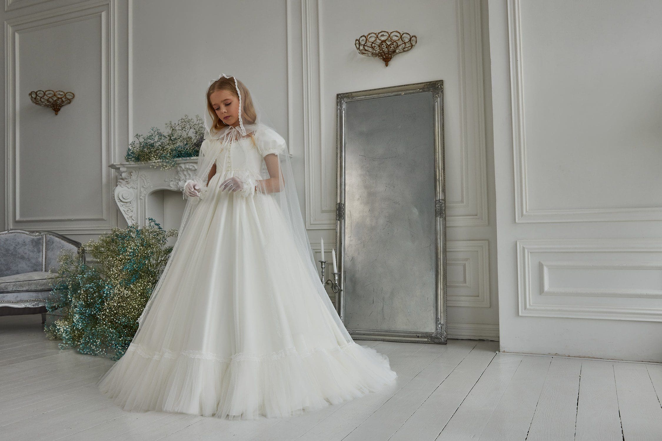 Luxury White Holy Communion Dresses at Quinn Harper Children's Occasion Wear in 331 Kings Road Chelsea London SW3 5ES UK