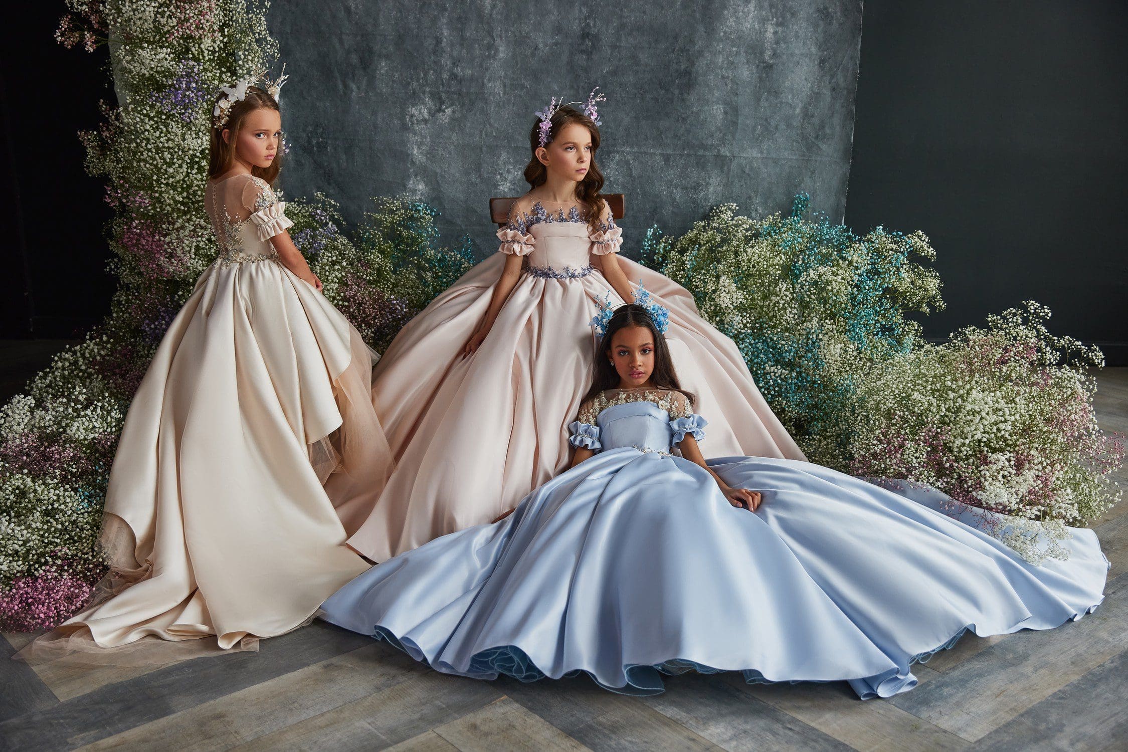 Couture Girls Blue and Powder colours Dresses at Quinn Harper Children's Occasion Wear in London UK