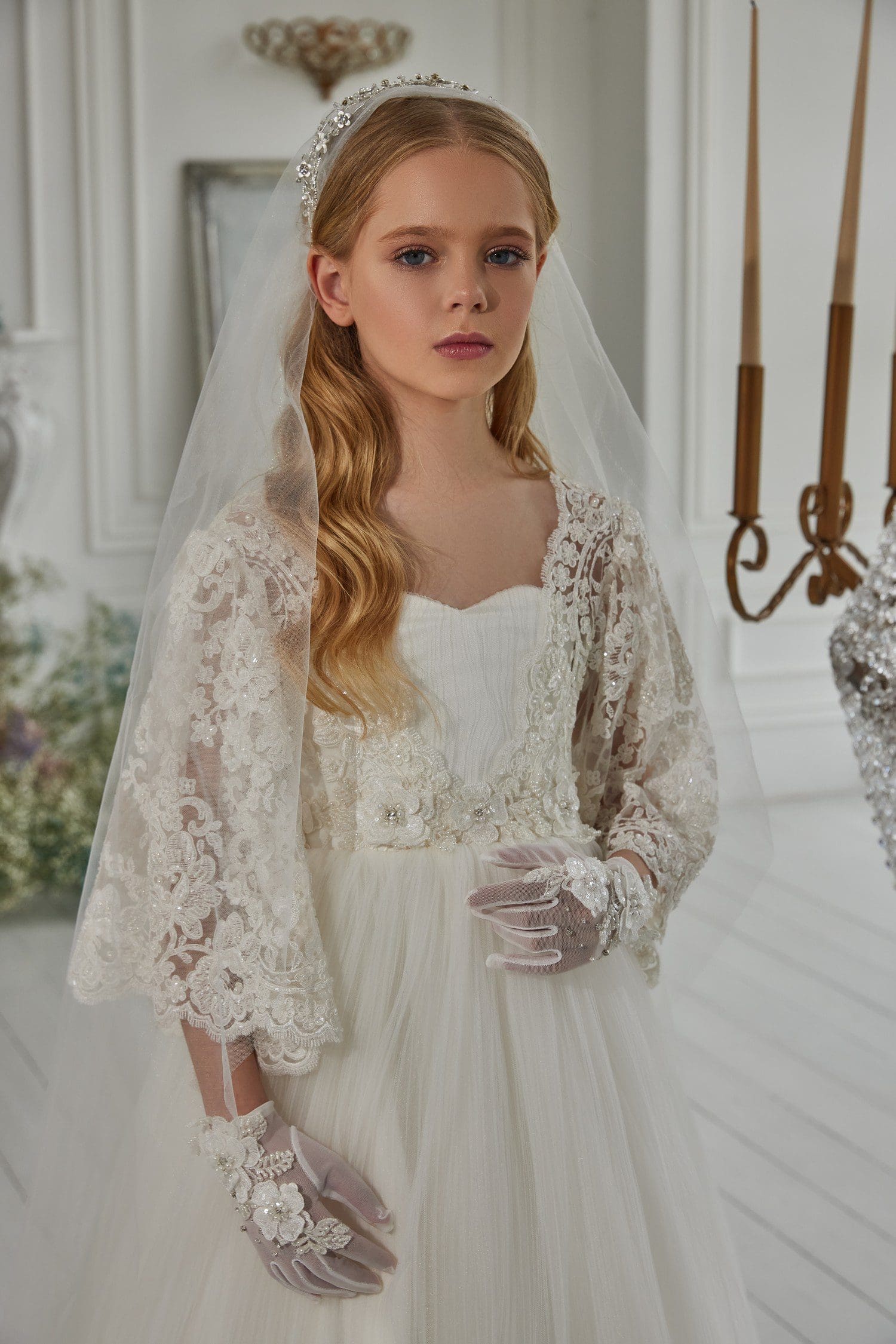 Designer Holy Communion Gloves - Fiorella