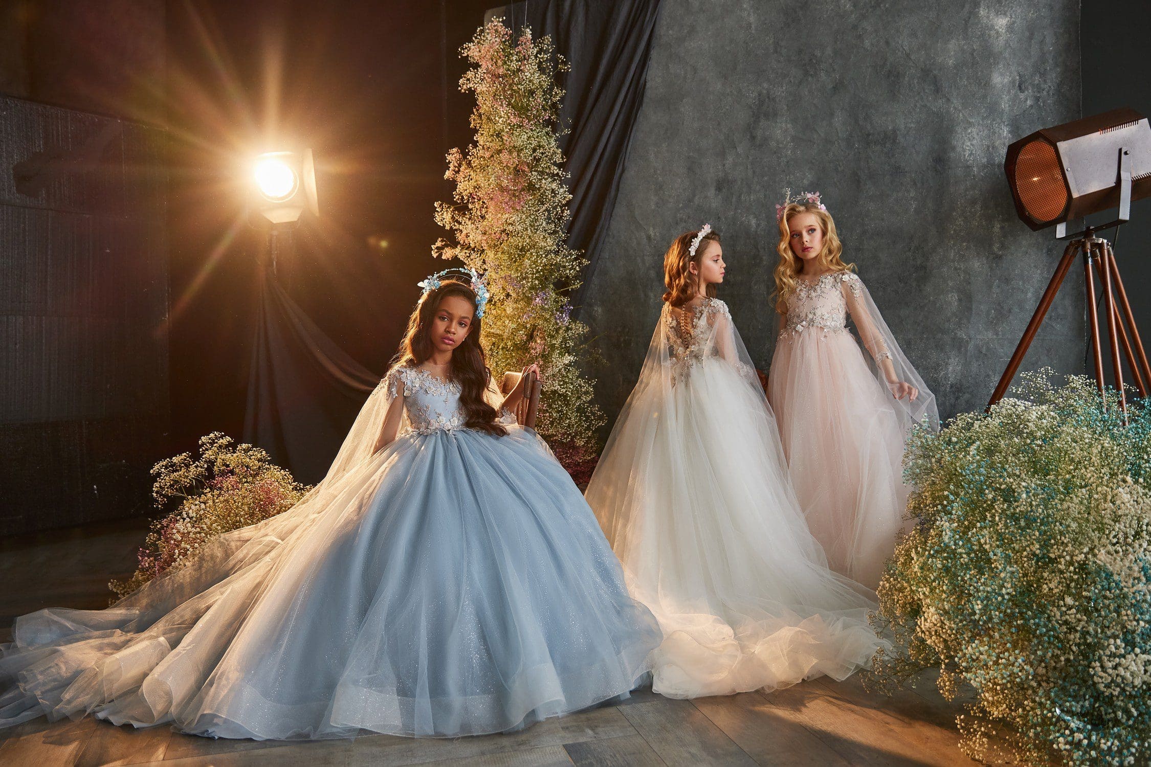 Girls white, pink and blue Dresses at Quinn Harper Children's Occasion Wear in London UK