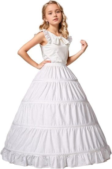 Petticoat Pure Cotton Half Slip with 3 4 Hoops Fluffy Floor Length Model 1