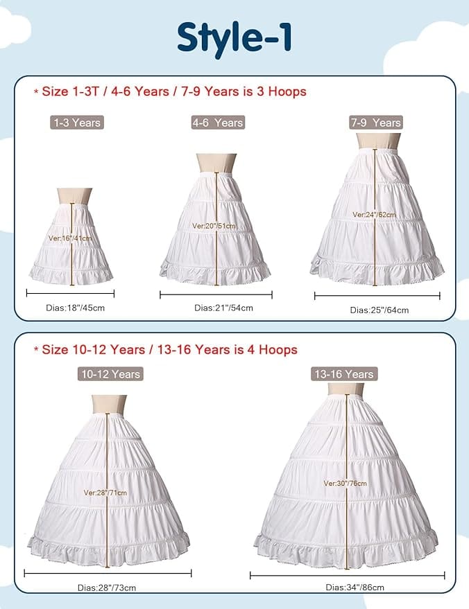 Petticoat Pure Cotton Half Slip with 3 4 Hoops Fluffy Floor Length Model 1 Sizes