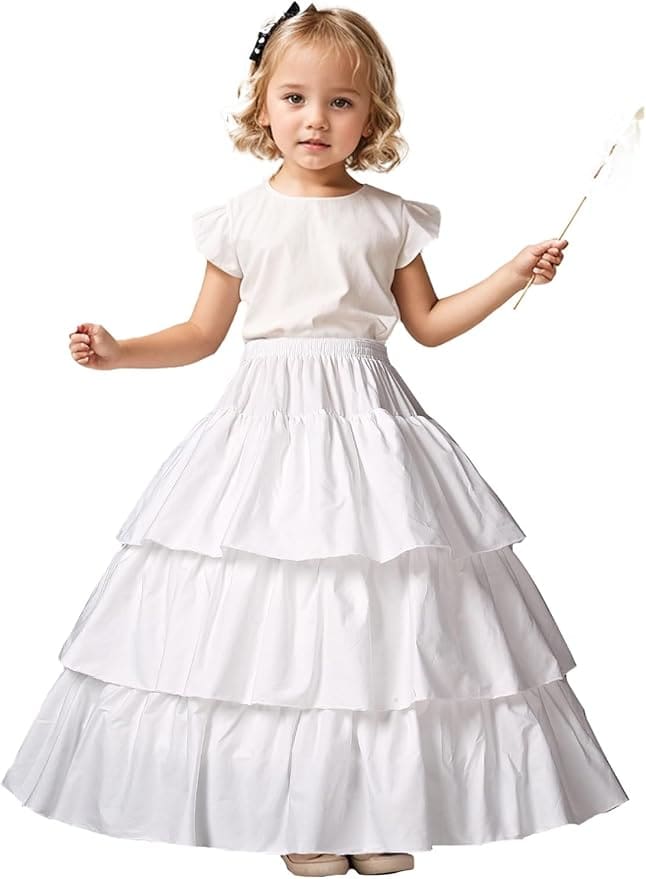 Petticoat Pure Cotton Half Slip with 3 4 Hoops Fluffy Floor Length